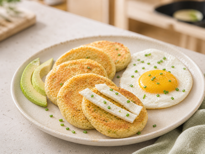 Hafer-Pancakes mit Spiegelei