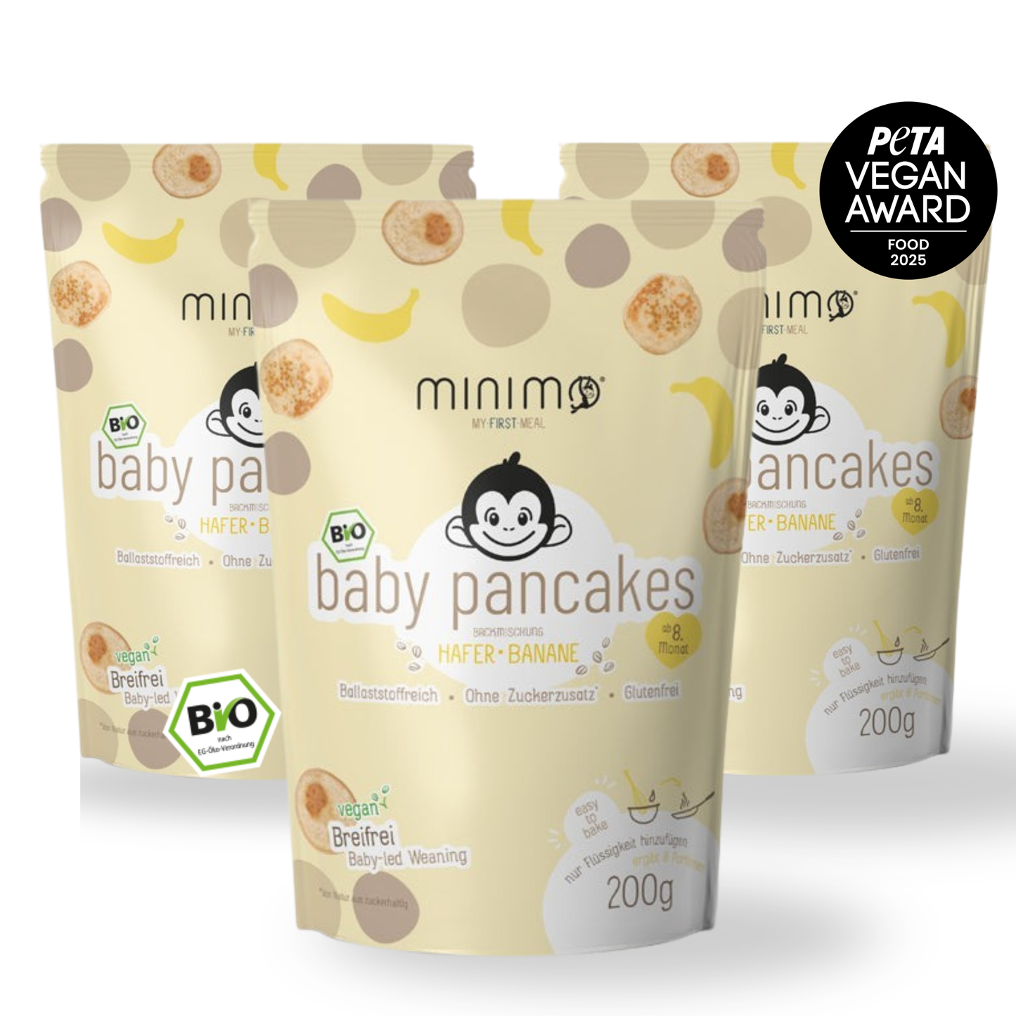 Minimo Bio baby pancakes – Hafer • Banane 3er Pack