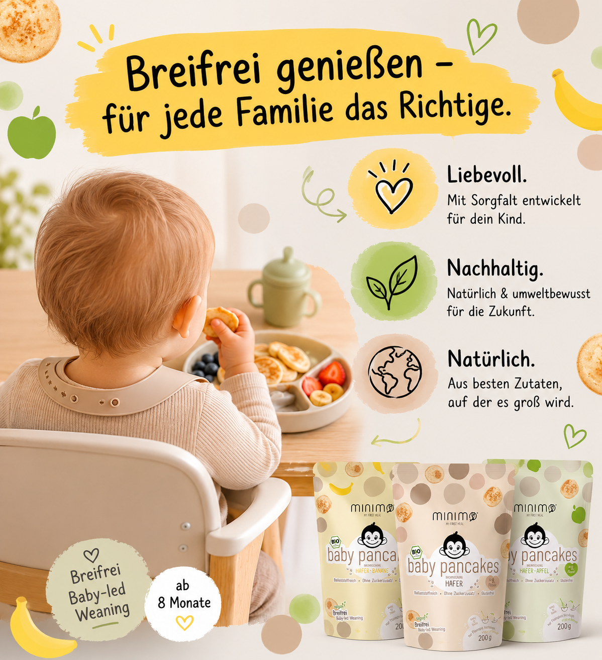 Minimo Bio baby pancakes – Hafer • Pur 3er Pack